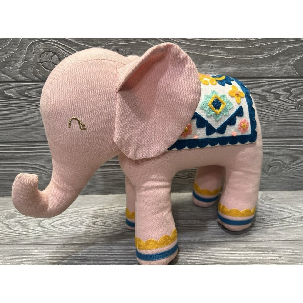 Pillowfort Pink Elephant Plush Embroidered Decorative Stuffed Animal Pillow - Picture 2 of 9